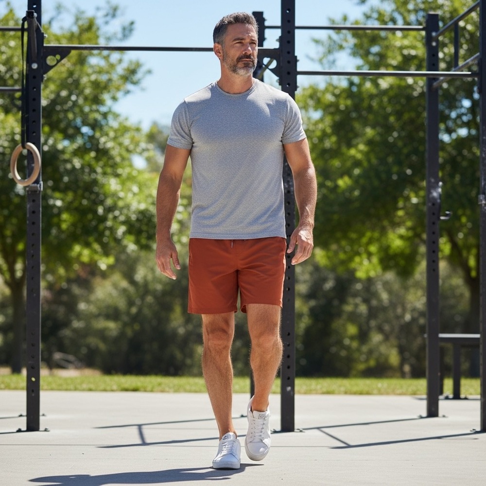 VRST Mens‎ Kore Short XL Burnt Orange 7 Inch Inseam Lined Athletic Gym Shorts